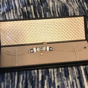 Sterling silver .925 blue beaded bracelet